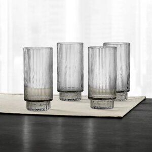 Hotel Collection Smoked Fluted Highball Glasses, Set of 4